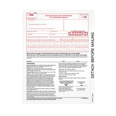 TOPS 2022 1096 Tax Forms, White, 25/Pack (L109625) TOPS 2022 1096 Tax Forms, White, 25/Pack (L109625) -Avery shop C6ED635D A1C7 4F60 A1FA52F4ABCD6B4B s7