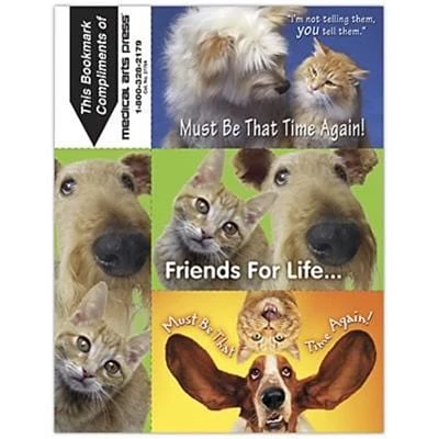 Medical Arts Press Veterinary Assorted Laser Postcards Humorous 3-Up Laser Postcards With Bookmark, Cats/Dogs You Tell Them, 150/Pk