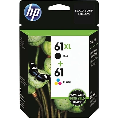 HP 61 Black High Yield and Tri-Color Standard Yield Ink Cartridge, 2/Pack (CZ138FN#140) HP 61 Black High Yield And Tri-Color Standard Yield Ink Cartridge, 2/Pack (CZ138FN#140) -Avery shop s0447113 s7