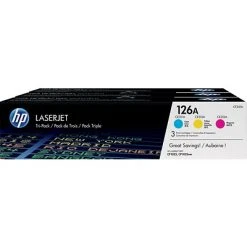 HP 126A Cyan/Magenta/Yellow Standard Yield Toner Cartridge, 3/Pack (CF341A)