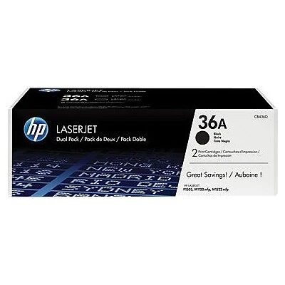 HP 36A Black Standard Yield Toner Cartridge, 2/Pack (CB436D) 3 HP 36A Black Standard Yield Toner Cartridge, 2/Pack (CB436D)