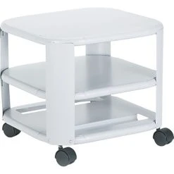 Mead-Hatcher Mobile Printer Stands Martin Yale Master Mead-Hatcher 2-Shelf Metal Mobile Printer Stand With Dual Wheel, White (MAT24060)