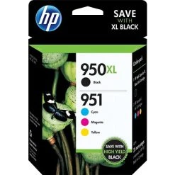 HP 950XL/951 Black High Yield And Cyan/Magenta/Yellow Standard Yield Ink Cartridge, 4/Pack (C2P01FN#140)
