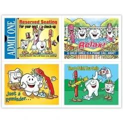 Medical Arts Press Dental Assorted Laser Postcards Dental Assorted Postcards; For Laser Printer; Smile Team™ Admit One, 100/Pk