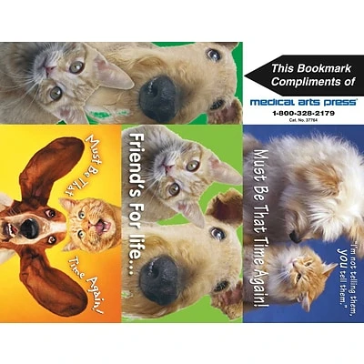 Medical Arts Press Veterinary Assorted Laser Postcards Humorous 3-Up Laser Postcards With Bookmark, Cats/Dogs You Tell Them, 150/Pk - Image 2