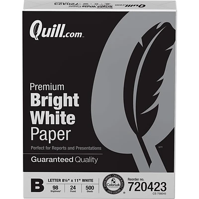 Quill Brand® 24lb. Laser Paper Quill Brand® 8.5" X 11" Laser & Inkjet Print Paper, 24 Lbs., 98 Brightness, 500 Sheets/Ream (720423) 2 Quill Brand® 24lb. Laser Paper Quill Brand® 8.5" X 11" Laser & Inkjet Print Paper, 24 Lbs., 98 Brightness, 500 Sheets/Ream (720423)