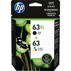 HP 63XL/63 Black High Yield And Tri-Color Standard Yield Ink Cartridge, 2/Pack (L0R48AN#140)