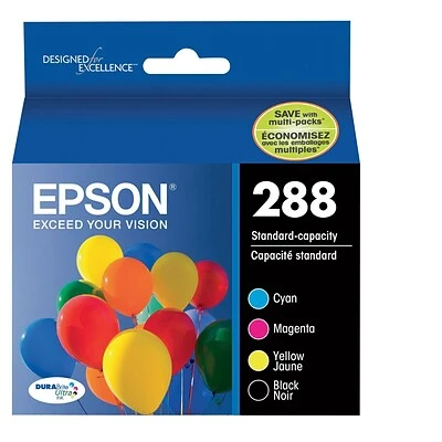 Epson T288 Black/Cyan/Magenta/Yellow Standard Yield Ink Cartridge, 4/Pack (T288120-BCS) Epson T288 Black/Cyan/Magenta/Yellow Standard Yield Ink Cartridge, 4/Pack (T288120-BCS) -Avery shop s1020310 s7