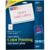 Avery Vibrant Color Printing Inkjet Shipping Labels, 8 1/2" X 11", White, 20 Labels/Pack (08255)