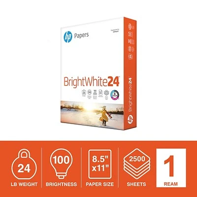 Copy & Printer Paper HP BrightWhite24 8.5" X 11" Color Copy Paper, 24 Lbs., 100 Brightness, 500 Sheets/Ream (HPB1124) 3 Copy & Printer Paper HP BrightWhite24 8.5" X 11" Color Copy Paper, 24 Lbs., 100 Brightness, 500 Sheets/Ream (HPB1124) - Image 2