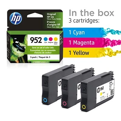 HP 952 Cyan/Magenta/Yellow Standard Yield Ink Cartridge, 3/Pack (N9K27AN#140) HP 952 Cyan/Magenta/Yellow Standard Yield Ink Cartridge, 3/Pack (N9K27AN#140) -Avery shop s1196139 s7