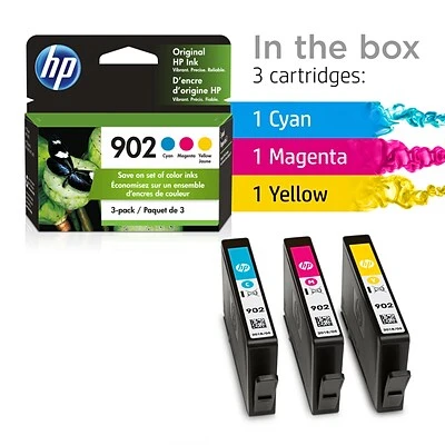 HP 902 Cyan/Magenta/Yellow Standard Yield Ink Cartridge, 3/Pack (T0A38AN#140) HP 902 Cyan/Magenta/Yellow Standard Yield Ink Cartridge, 3/Pack (T0A38AN#140) -Avery shop s1196267 s7