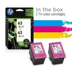 HP 63 Tri-Color Standard Yield Ink Cartridge, 2/Pack (1VV67AN#140) -Avery shop s1196333 s7