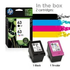 HP 63 Black/Tri-Color Standard Yield Ink Cartridge, 2/Pack (L0R46AN#140) -Avery shop s1196339 s7