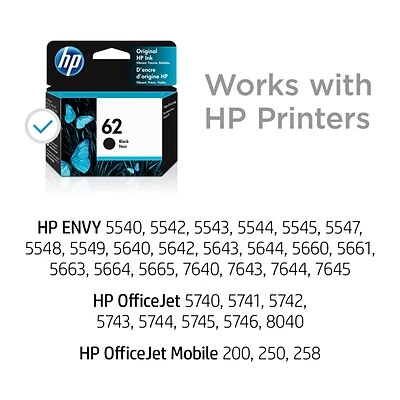 HP 62 Black Standard Yield Ink Cartridge (C2P04AN#140) HP 62 Black Standard Yield Ink Cartridge (C2P04AN#140) -Avery shop s1196352 s7