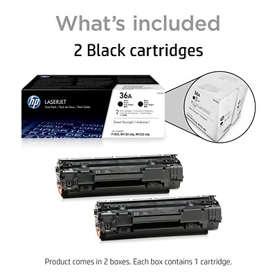 HP 36A Black Standard Yield Toner Cartridge, 2/Pack (CB436D) 4 HP 36A Black Standard Yield Toner Cartridge, 2/Pack (CB436D) - Image 2