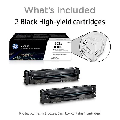 HP 202X Black High Yield Toner Cartridge, 2/Pack (CF500XD) HP 202X Black High Yield Toner Cartridge, 2/Pack (CF500XD) -Avery shop s1200303 s7