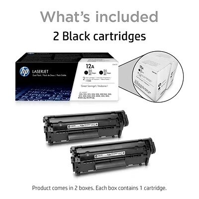 HP 12A Black Standard Yield Toner Cartridge, 2/Pack (Q2612D) HP 12A Black Standard Yield Toner Cartridge, 2/Pack (Q2612D) -Avery shop s1200305 s7