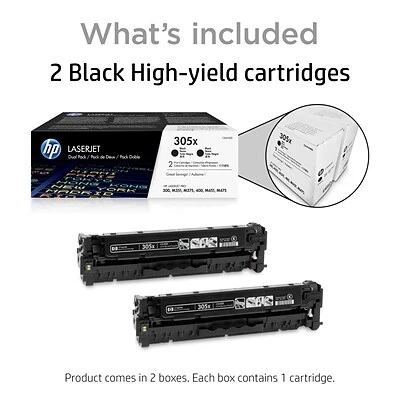 HP 305X Black High Yield Toner Cartridge, 2/Pack (CE410XD) HP 305X Black High Yield Toner Cartridge, 2/Pack (CE410XD) -Avery shop s1200370 s7