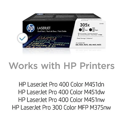 HP 305X Black High Yield Toner Cartridge, 2/Pack (CE410XD) HP 305X Black High Yield Toner Cartridge, 2/Pack (CE410XD) -Avery shop s1200371 s7