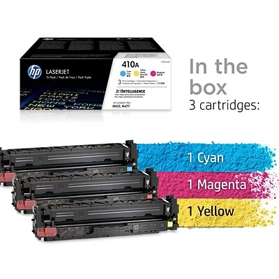 HP 410A Cyan/Magenta/Yellow Standard Yield Toner Cartridge, 3/Pack (CF251AM) HP 410A Cyan/Magenta/Yellow Standard Yield Toner Cartridge, 3/Pack (CF251AM) -Avery shop s1200374 s7
