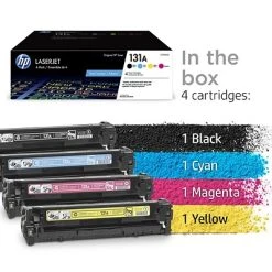 HP 131A Black/Cyan/Magenta/Yellow Standard Yield Toner Cartridge, 4/Pack (CF210AQ1) 4 HP 131A Black/Cyan/Magenta/Yellow Standard Yield Toner Cartridge, 4/Pack (CF210AQ1) -Avery shop s1205711 s7