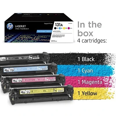 HP 131A Black/Cyan/Magenta/Yellow Standard Yield Toner Cartridge, 4/Pack (CF210AQ1) HP 131A Black/Cyan/Magenta/Yellow Standard Yield Toner Cartridge, 4/Pack (CF210AQ1) -Avery shop s1205711 s7