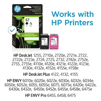 HP 67 Black/Tri-Color Standard Yield Ink Cartridge, 2/Pack (3YP29AN#140) HP 67 Black/Tri-Color Standard Yield Ink Cartridge, 2/Pack (3YP29AN#140) -Avery shop s1206971 s7