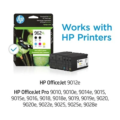 HP 962XL Twin Black, Cyan/Magenta/Yellow Ink Cartridges, High Yield, 5/Pack (6ZA57AN) HP 962XL Twin Black, Cyan/Magenta/Yellow Ink Cartridges, High Yield, 5/Pack (6ZA57AN) -Avery shop s1208113 s7