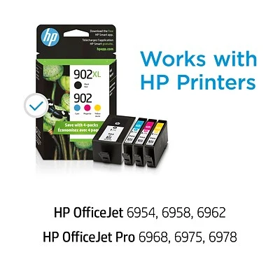HP 902XL/902 Black High Yield and Cyan/Magenta/Yellow Standard Yield Ink Cartridge, 4/Pack (T0A39AN#140) HP 902XL/902 Black High Yield And Cyan/Magenta/Yellow Standard Yield Ink Cartridge, 4/Pack (T0A39AN#140) -Avery shop s1228070 s7