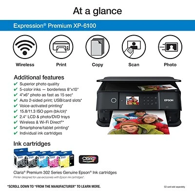 Epson Expression Premium XP-6100 Wireless Color Inkjet Small-In-One Printer Printers Epson Expression Premium XP-6100 Wireless Color Inkjet Small-In-One Printer -Avery shop sp113034962 s7