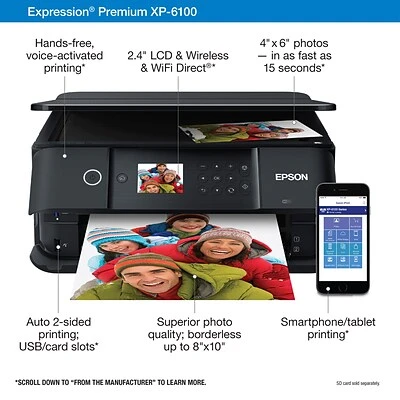 Epson Expression Premium XP-6100 Wireless Color Inkjet Small-In-One Printer Printers Epson Expression Premium XP-6100 Wireless Color Inkjet Small-In-One Printer -Avery shop sp113035725 s7