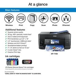 Printers Epson Expression Premium XP-7100 Wireless Color Inkjet Small-In-One Printer -Avery shop sp113036428 s7