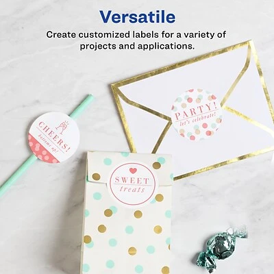 Avery Printable Laser/Inkjet Round Labels with Sure Feed, 2" Diameter, Glossy White, 120/Pack (22807) Avery Printable Laser/Inkjet Round Labels With Sure Feed, 2" Diameter, Glossy White, 120/Pack (22807) -Avery shop sp114004403 s7