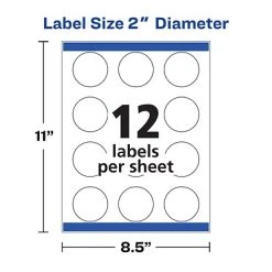 Avery Printable Laser/Inkjet Round Labels With Sure Feed, 2" Diameter, Glossy White, 120/Pack (22807) 8 Avery Printable Laser/Inkjet Round Labels With Sure Feed, 2" Diameter, Glossy White, 120/Pack (22807) -Avery shop sp114004406 s7