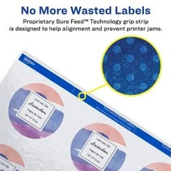 Avery Printable Laser/Inkjet Round Labels With Sure Feed, 2.5" Diameter, Glossy White, 90 Labels Per Pack (22830) -Avery shop sp114004529 s7
