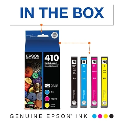 Epson T410 Cyan/Magenta/Yellow/Photo Black Standard Yield Ink Cartridge, 4/Pack (T410520S) Epson T410 Cyan/Magenta/Yellow/Photo Black Standard Yield Ink Cartridge, 4/Pack (T410520S) -Avery shop sp115833052 s7