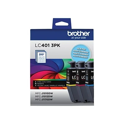 Brother LC401 Cyan/Magenta/Yellow Standard Yield Ink Cartridges, 3/Pack (LC4013PKS) 4 Brother LC401 Cyan/Magenta/Yellow Standard Yield Ink Cartridges, 3/Pack (LC4013PKS) - Image 2