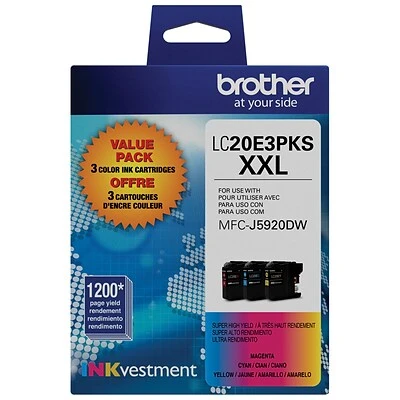 Brother LC20E3PKS Cyan/Magenta/Yellow Extra High Yield Ink Cartridge, 3/Pack (LC20E3PKS) Brother LC20E3PKS Cyan/Magenta/Yellow Extra High Yield Ink Cartridge, 3/Pack (LC20E3PKS) -Avery shop sp163288999 s7