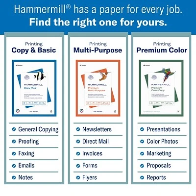 Hammermill Premium Inkjet & Laser 8.5" x 11" Multipurpose Paper, 24 lbs., 97 Brightness, 2500 Sheets/Carton (166140) Copy & Multipurpose Paper Hammermill Premium Inkjet & Laser 8.5" X 11" Multipurpose Paper, 24 Lbs., 97 Brightness, 2500 Sheets/Carton (166140) -Avery shop sp167257205 s7