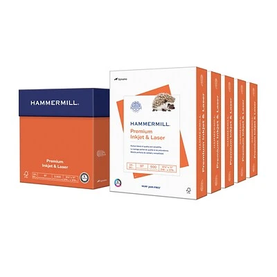 Hammermill Premium Inkjet & Laser 8.5" x 11" Multipurpose Paper, 24 lbs., 97 Brightness, 2500 Sheets/Carton (166140) Copy & Multipurpose Paper Hammermill Premium Inkjet & Laser 8.5" X 11" Multipurpose Paper, 24 Lbs., 97 Brightness, 2500 Sheets/Carton (166140) -Avery shop sp167257279 s7