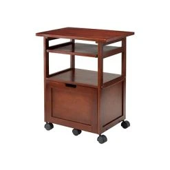 Printer Stands And Carts Winsome Piper 3-Shelf Wood Mobile Printer Stand, Brown (94427)