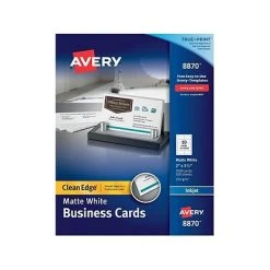 Avery® Business Cards For Inkjet Printers Avery Clean Edge Inkjet Business Cards, 3.5"W X 2"L, Matte White 1000/Pack (8870)