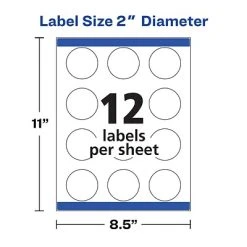 Avery Laser/Inkjet Permanent Round Labels, 2" Diameter, Matte White, 300 Labels Per Pack (22877) -Avery shop sp52461360 s7