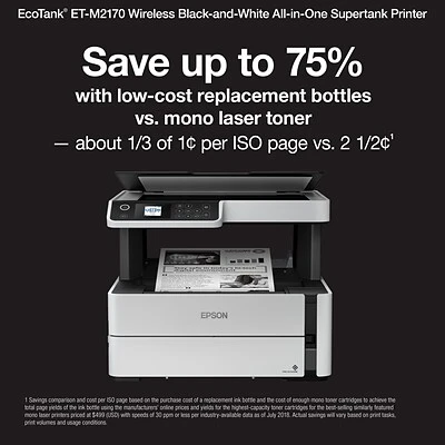 Printers Epson EcoTank® ET-M2170 Wireless Monochrome All-in-One SuperTank Printer - Image 2