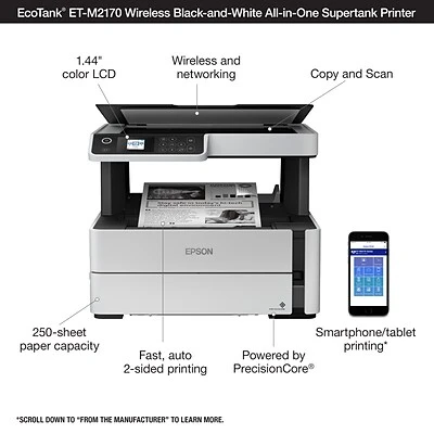 Printers Epson EcoTank® ET-M2170 Wireless Monochrome All-in-One SuperTank Printer - Image 5